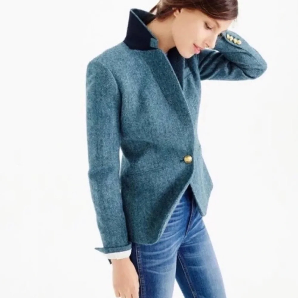 J. Crew Blue Herringbone Campbell Blazer - Picture 2 of 10